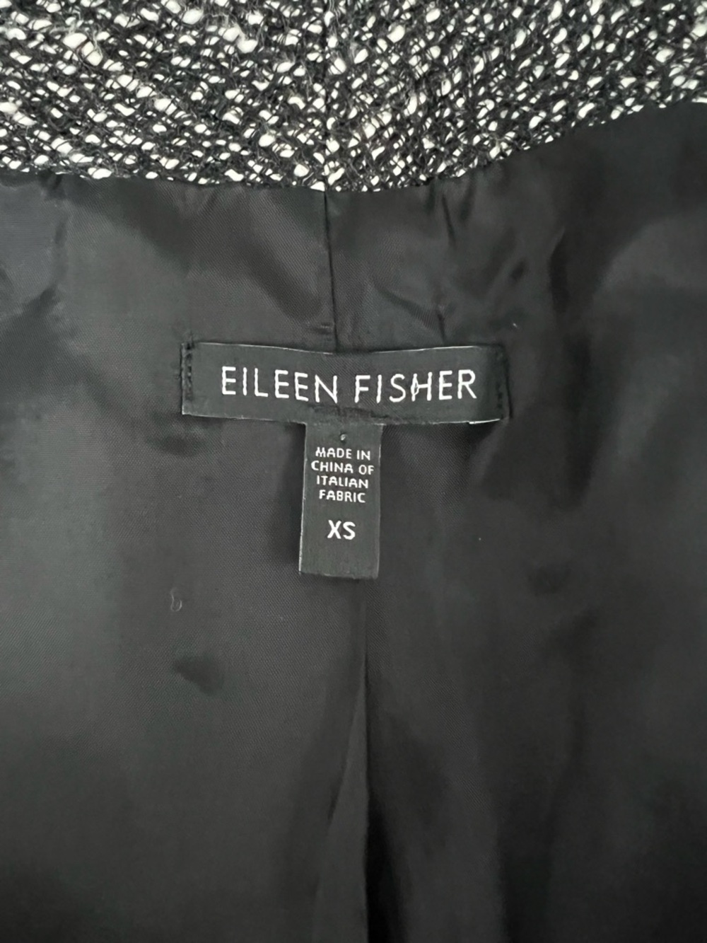Eileen Fisher Tweed Leather Trim Jacket – Size XS - Picture 8 of 11